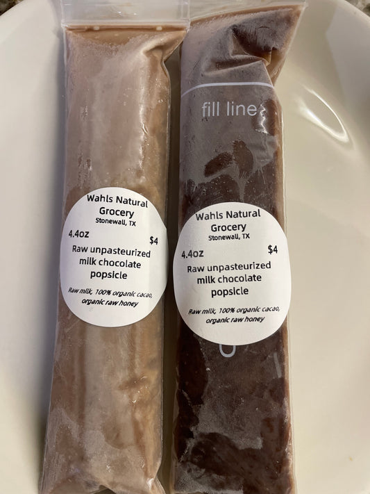 Popsicle - Unpasteurized A2/A2 Raw milk chocolate with organic 100% cacao  and raw organic honey